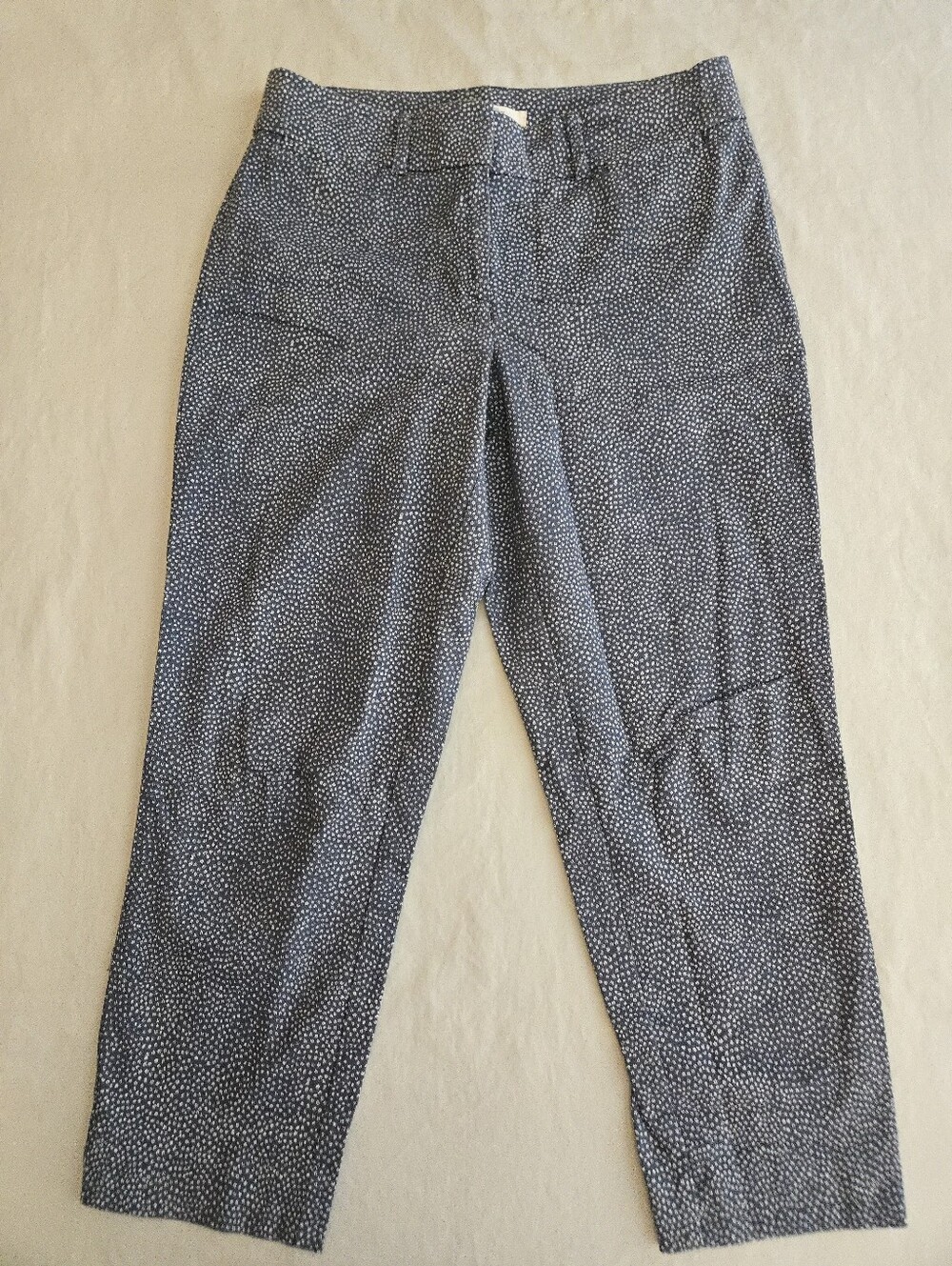 Ann Taylor LOFT Blue White Flecked Riviera Cropped Pants Julie Fit EB4 - Picture 3 of 13